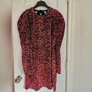 Adelyn Rae Black and Pink Sequin Dress